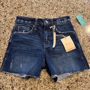 KanCan Distressed Dark Blue Jean Shorts